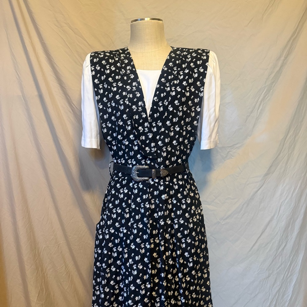 S.L. Fashions Navy Floral Wrap-Style Maxi Dress with Belt